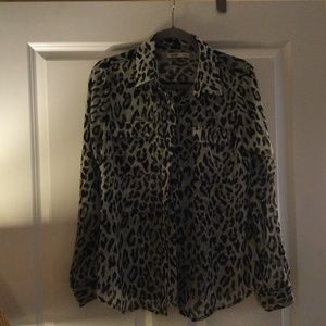 Long sleeve animal print blouse